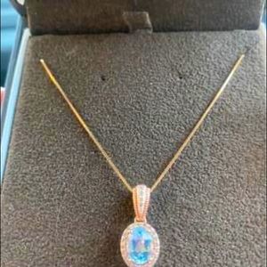 Rose Gold Necklace w/ Topaz & white Cubic Zirconia